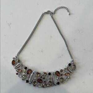 5/20$ NWOT Elegant Silver and Brown Gemstone Necklace Fantasie jewelry